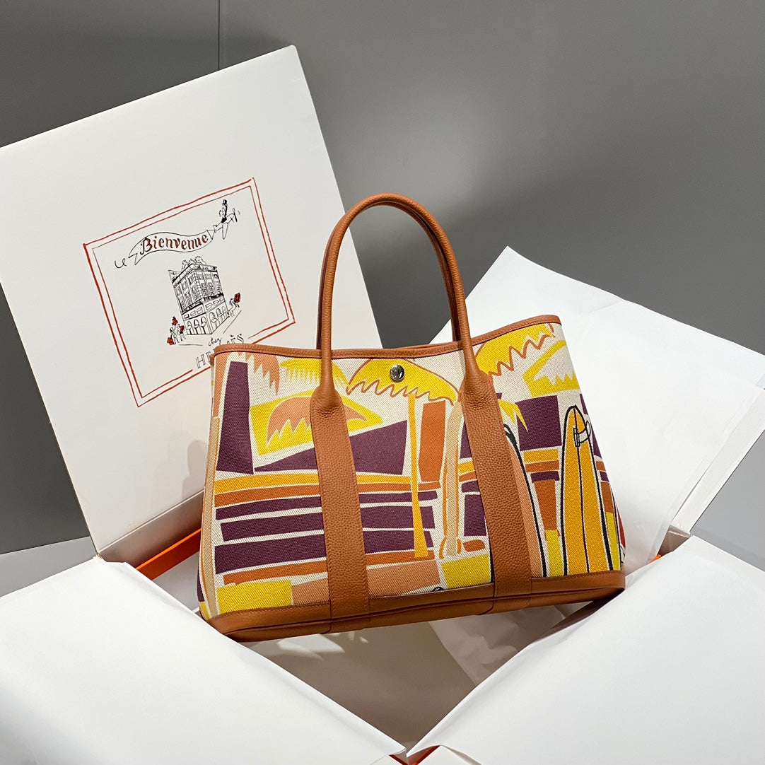 HM Garden Party 36 Toile multicolore et cuir de veau Negonda 243397