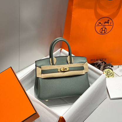 HM Birkin 20 cm Vert Amande Togo Cuir Doré