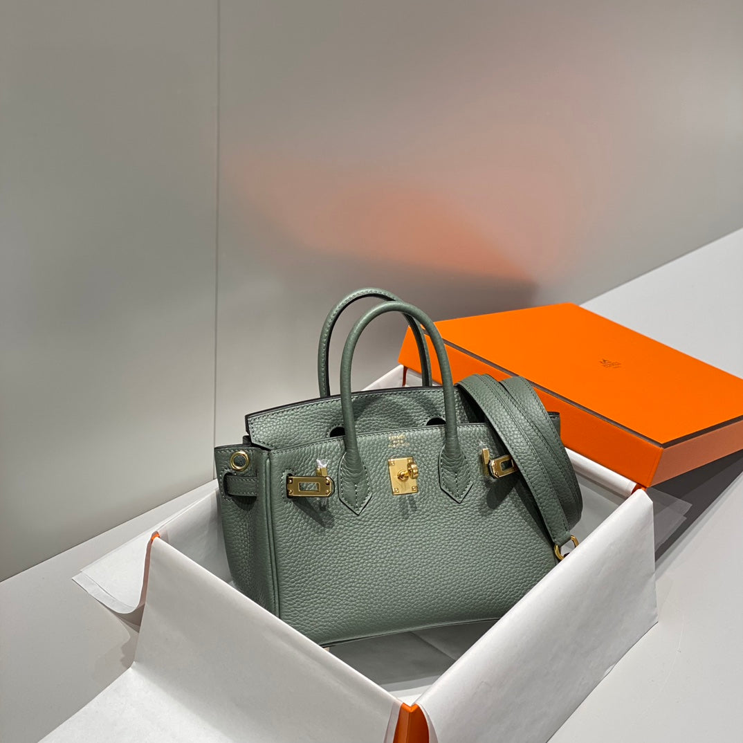 HM Birkin 20 cm Vert Amande Togo Cuir Doré