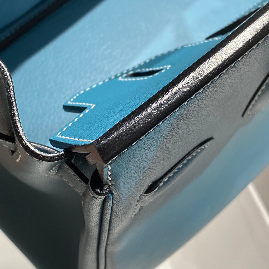 HM ショルダーバーキン 29cm ブルーデニム スウィフトレザー シルバー金具