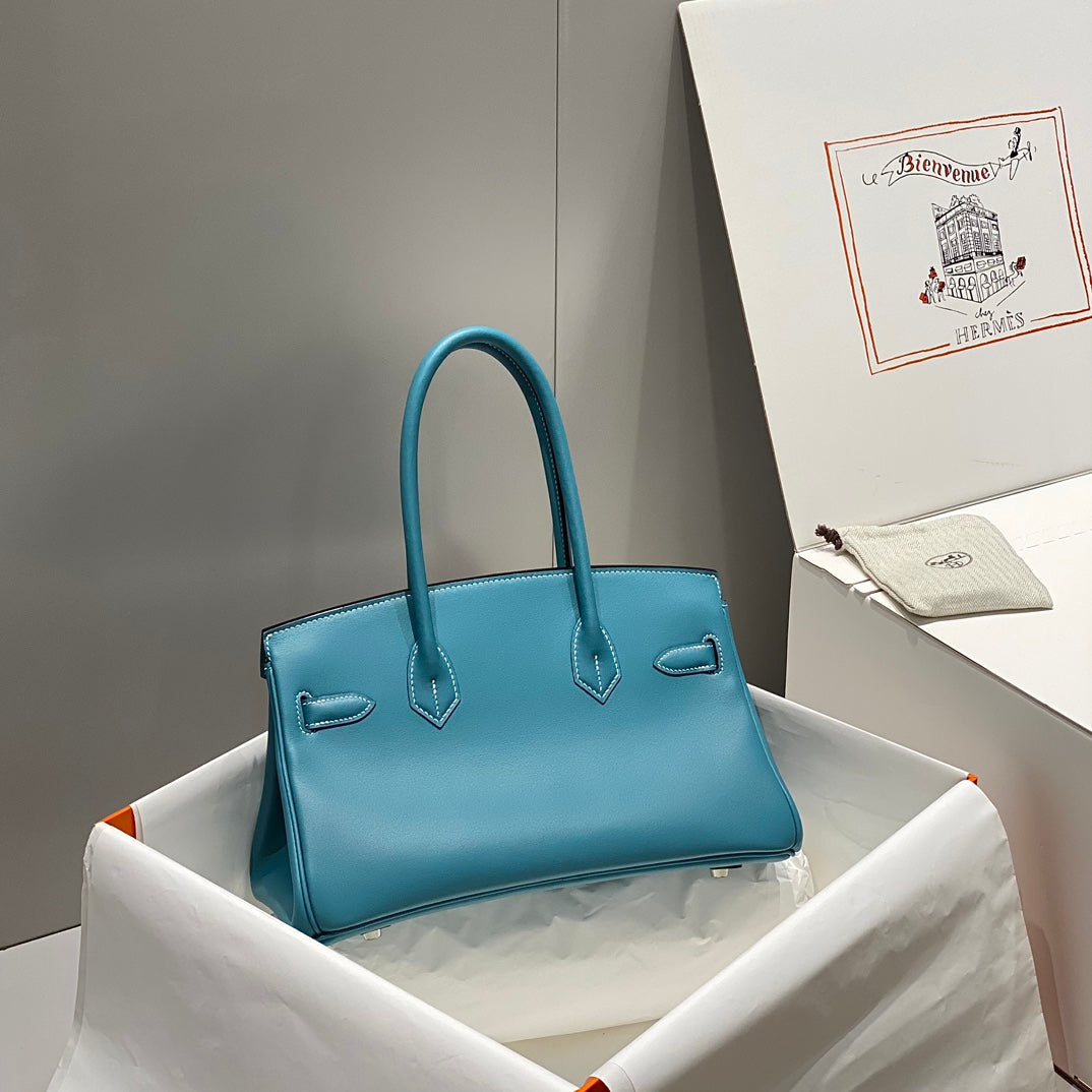 HM ショルダーバーキン 29cm ブルーデニム スウィフトレザー シルバー金具