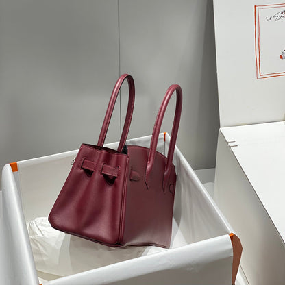 Sac à bandoulière HM Birkin 29 cm en cuir Swift bordeaux avec accessoires argentés