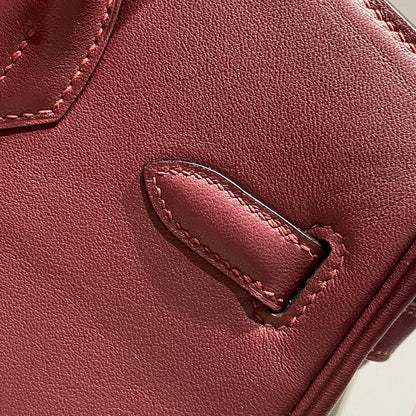 Sac à bandoulière HM Birkin 29 cm en cuir Swift bordeaux avec accessoires argentés