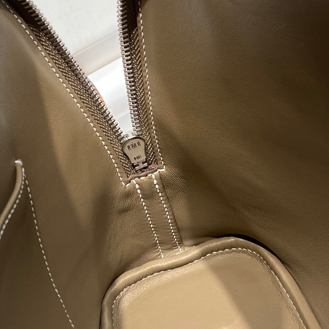 HM Bolide 25 Cuir Epsom Marron Pastel, Ferrures Argentées 237392
