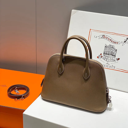 HM Bolide 25 Cuir Epsom Marron Pastel, Ferrures Argentées 237392