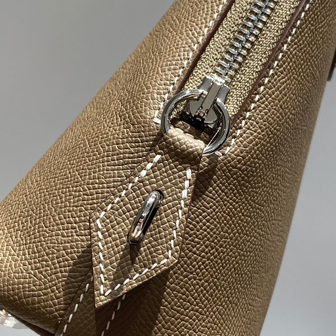 HM Bolide 25 Cuir Epsom Marron Pastel, Ferrures Argentées 237392