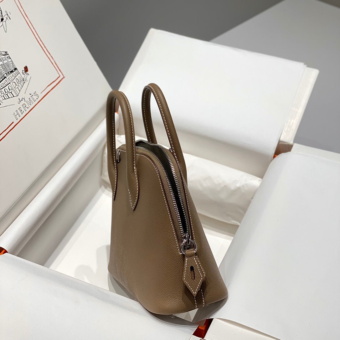HM Bolide 25 Cuir Epsom Marron Pastel, Ferrures Argentées 237392