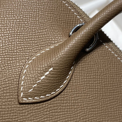 HM Bolide 25 Cuir Epsom Marron Pastel, Ferrures Argentées 237392