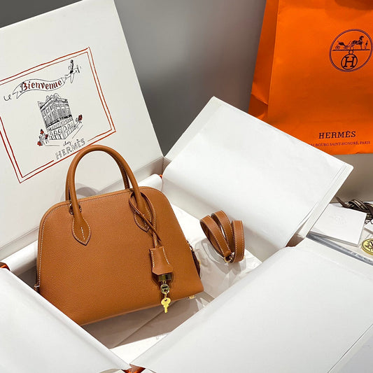 HM Bolide 25 Ginger Cuir Epsom Quincaillerie dorée 237402