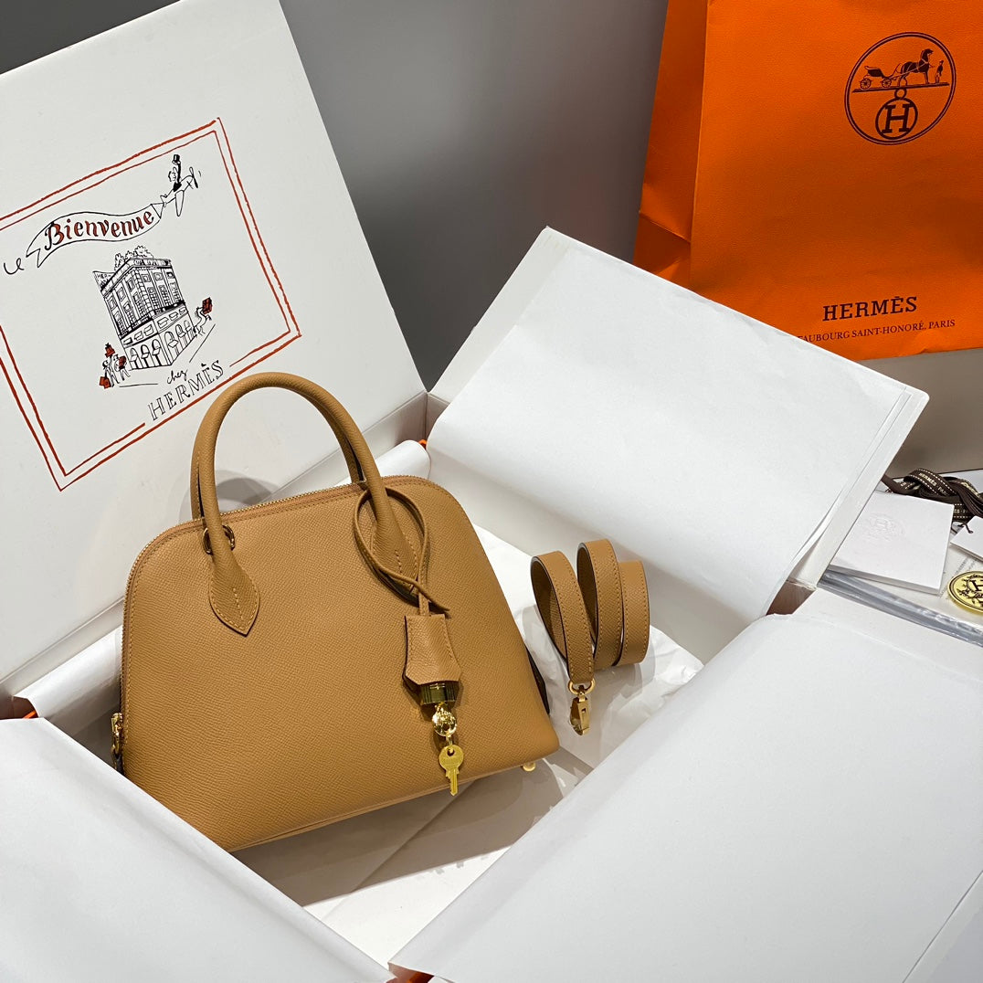 HM Bolide 25 Camel Cuir Epsom Ferrures dorées 237418