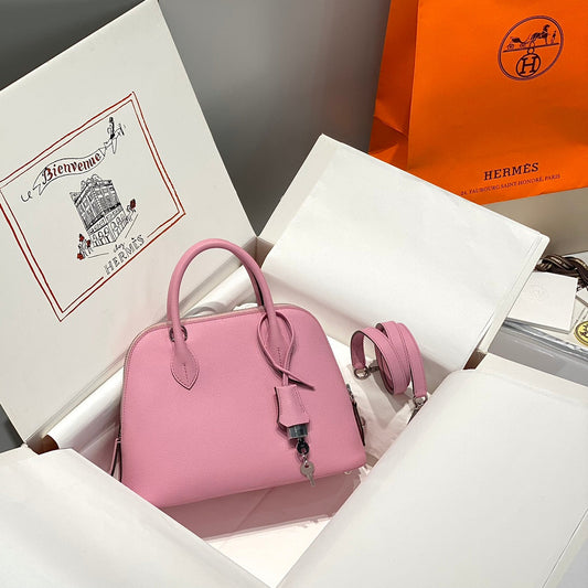 HM Bolide 25 Cuir Epsom Rose Bébé, Ferrures Argentées 237423