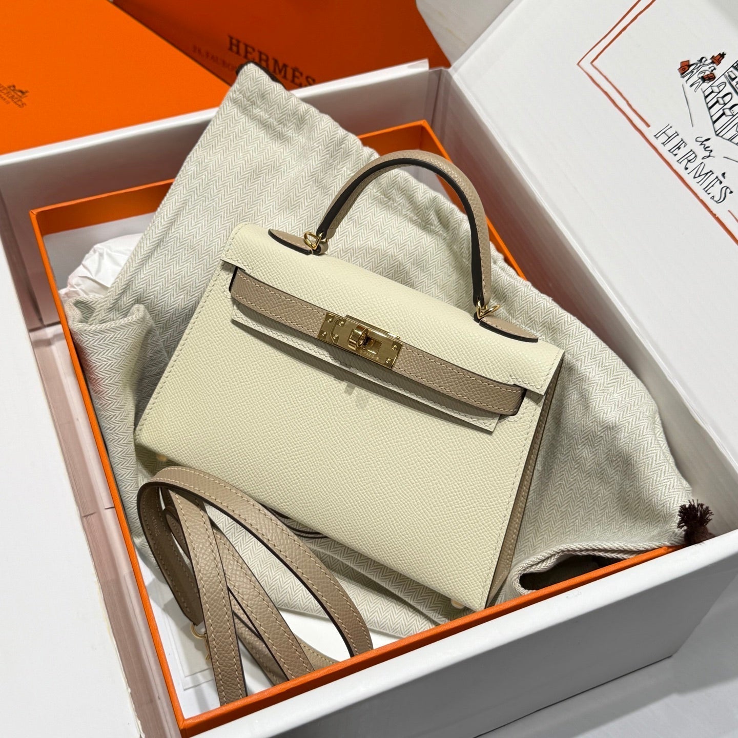 Mini Kelly HM 19 Beige Epsom 243130