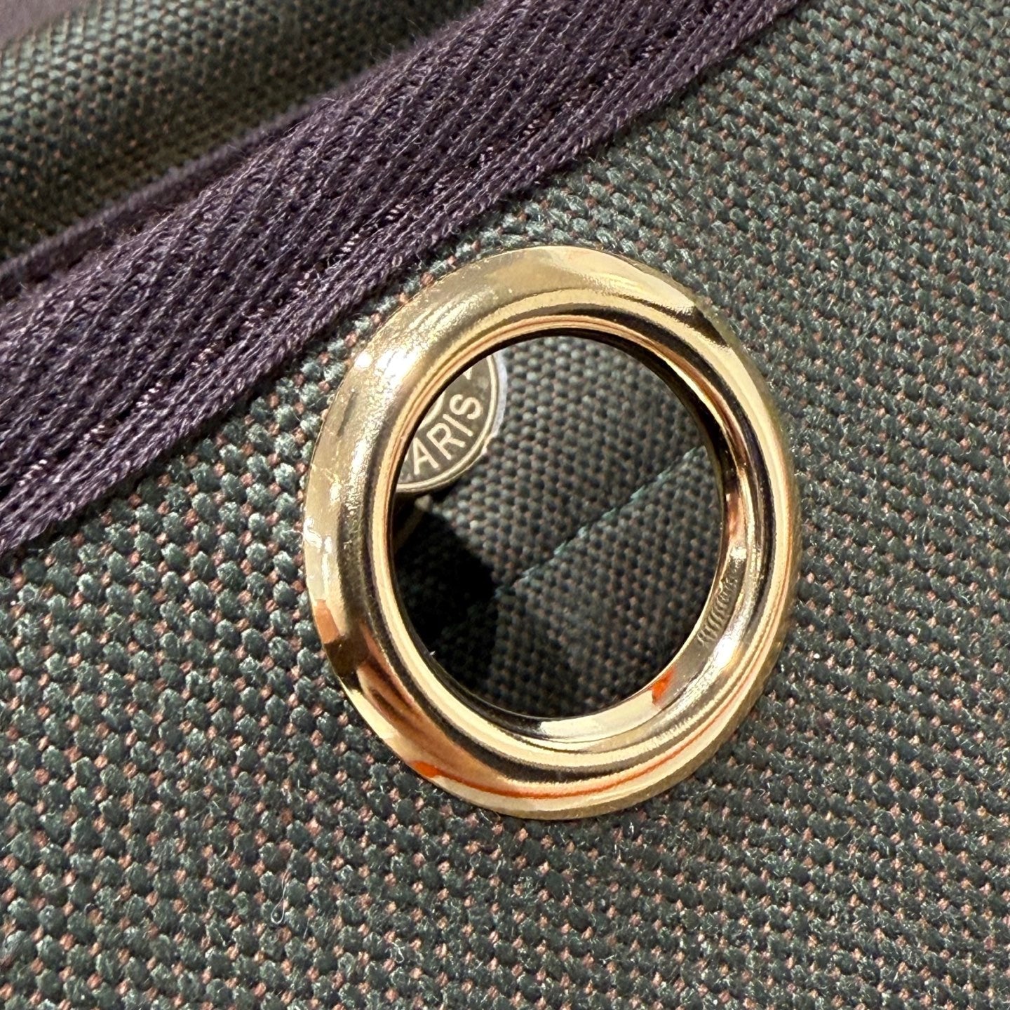 Sac à main HM Mini Herbag, boucle dorée, 20 cm, toile vert armée et cuir de vache Hunter 243360