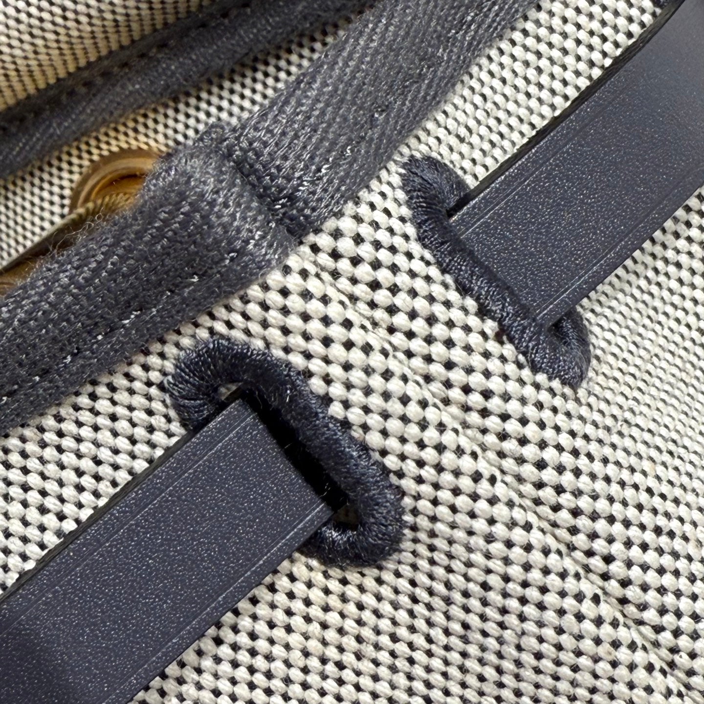 Mini sac Herbag HM Boucle dorée 20 cm Toile beige gris et cuir de vachette Hunter 243285