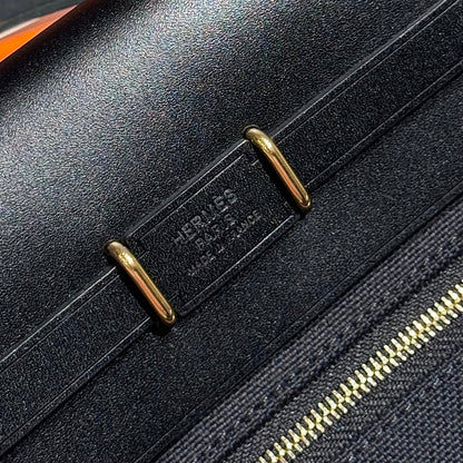 HM ミニハーブバッグ ゴールドバックル 20 ブラックキャンバス＆ハンターカウハイド 243310