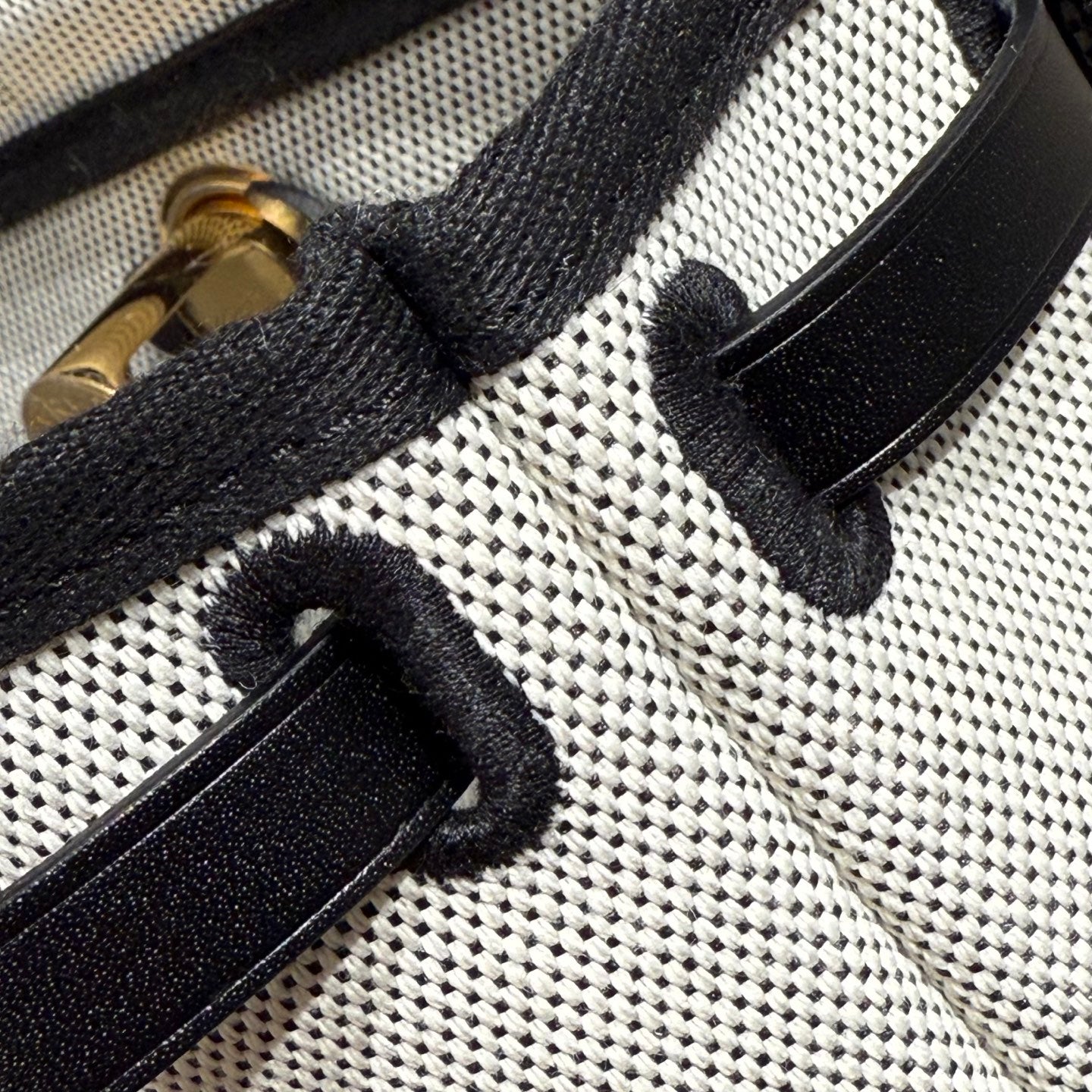 Mini sac Herbag HM Boucle dorée 20 cm Toile écrue et cuir de vachette Hunter 243226