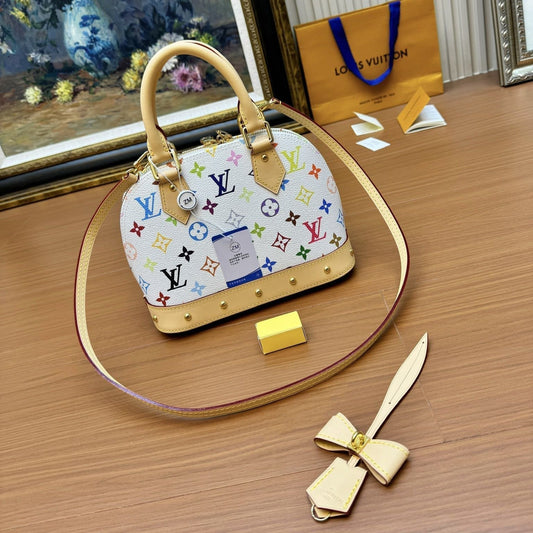 Sac LV Alma BB 23 cm en toile monogrammée blanche et multicolore 206011