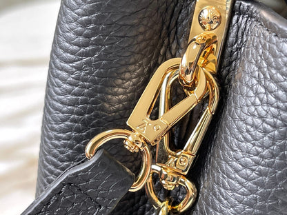 capucines mini 21 cuir taurillon noir et accessoires dorés