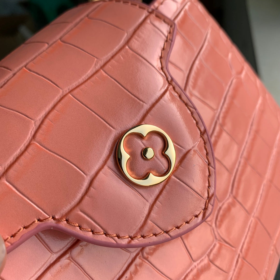 CAPUCINES BB 27 PINK ORANGE TAURILLON GOLD HARDWARE