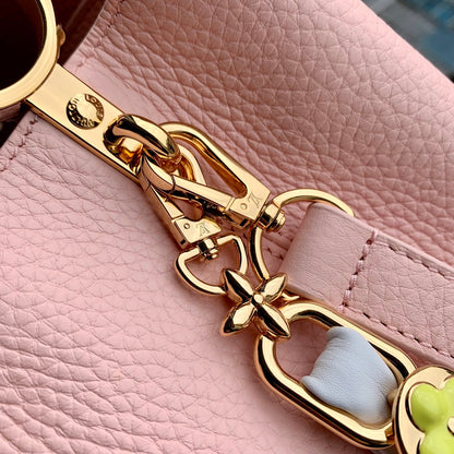 capucines mm 31,5 cuir taurillon rose natte matériel doré