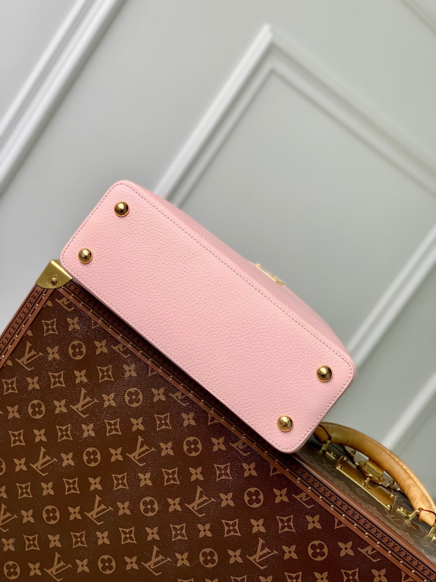 capucines mm 31,5 cuir taurillon rose natte matériel doré