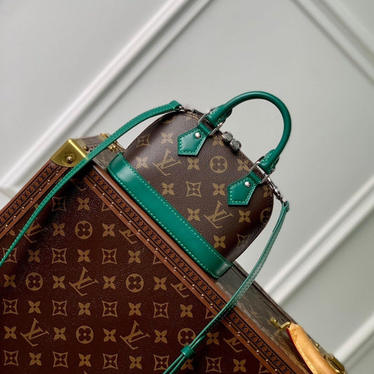 Alma Nano 18 Monogram Canvas Cuir de veau vert foncé 