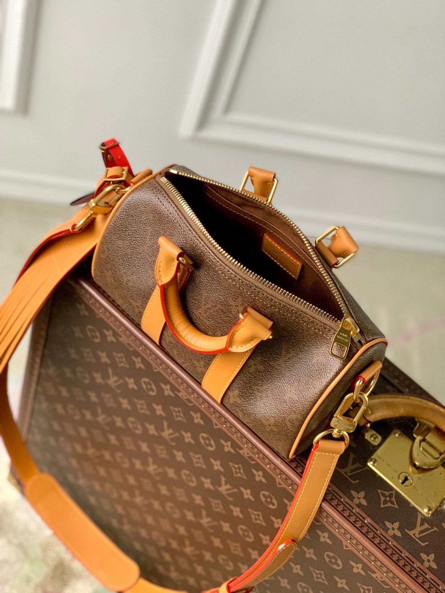 Sac bandoulière LV Keepall 25 marron monogrammé