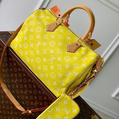 Speedy P9 Bandouliere 40 cm en cuir de veau jaune