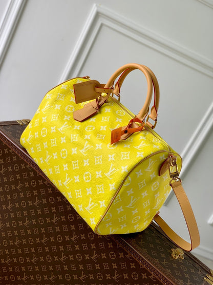 Speedy P9 Bandouliere 40 cm en cuir de veau jaune