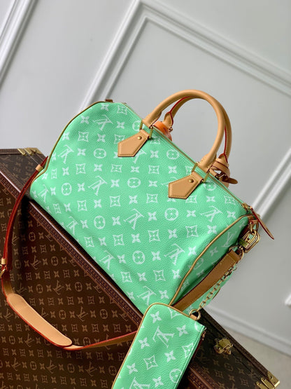 Speedy P9 Bandouliere 40 cm en cuir de veau vert