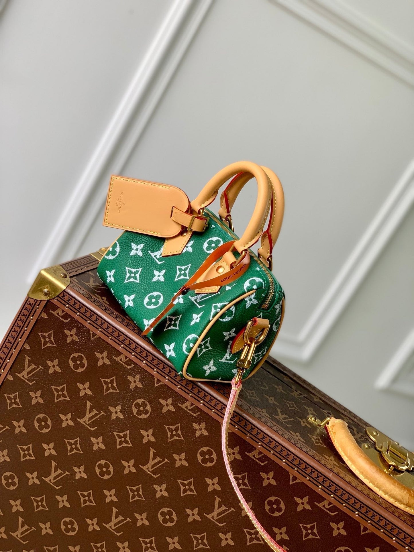 Speedy P9 Bandouliere 18 cm en cuir de veau vert