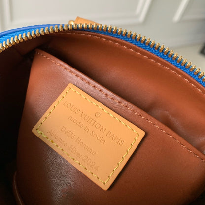 Speedy P9 Bandouliere 18cm en cuir de veau bleu