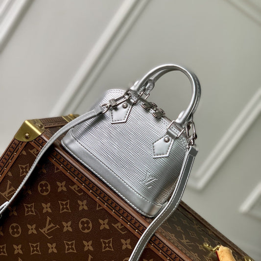 Lv Nano Alma 18 Cuir Épi Argent