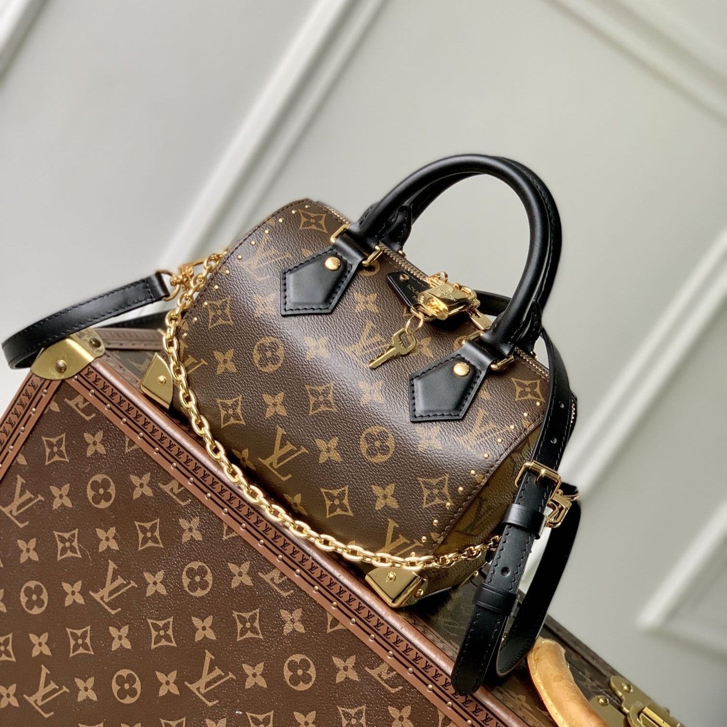 LV スピーディ トランク 20 ブラック ブラウン モノグラム