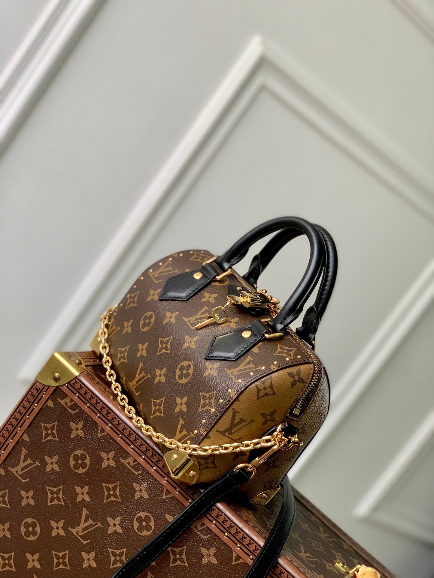 LV スピーディ トランク 20 ブラック ブラウン モノグラム