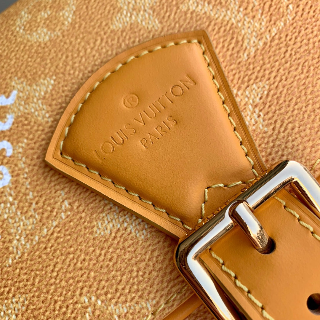 MONTSOURIS MESSENGER PM 20 EN TOILE HÉRITAGE MONOGRAMME ORANGE POIVRE
