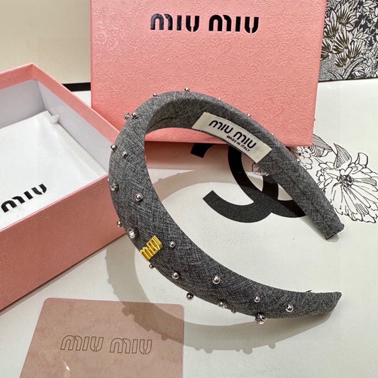 BANDEAU ÉPAIS EN TISSU GRIS AVEC STRASS ATTACHÉ 338951