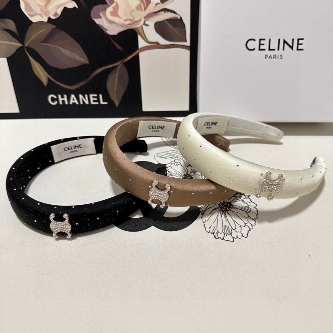 BANDEAU EN SOIE NOIRE AVEC CRISTAL 400485