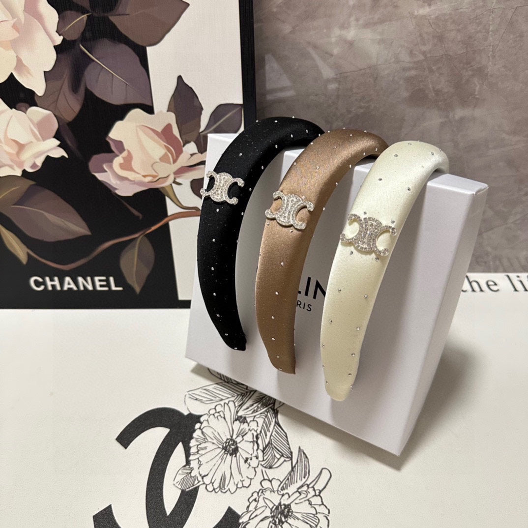 BANDEAU EN SOIE MARRON CAFÉ AVEC CRISTAL 400486