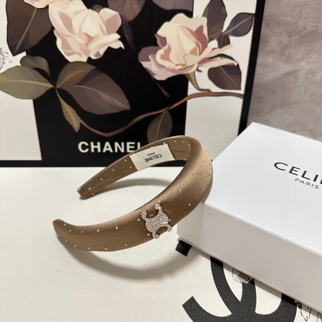 BANDEAU EN SOIE MARRON CAFÉ AVEC CRISTAL 400486