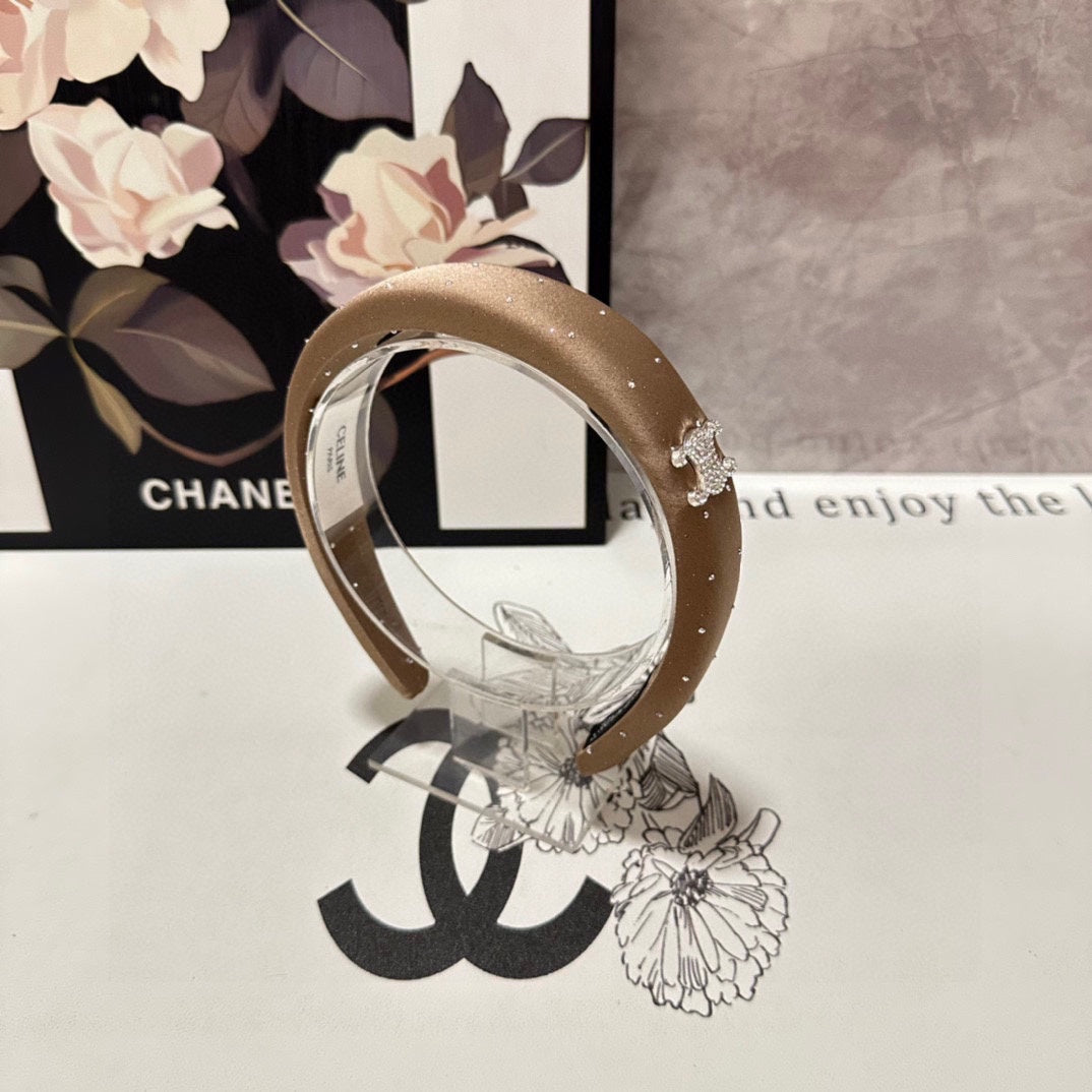 BANDEAU EN SOIE MARRON CAFÉ AVEC CRISTAL 400486