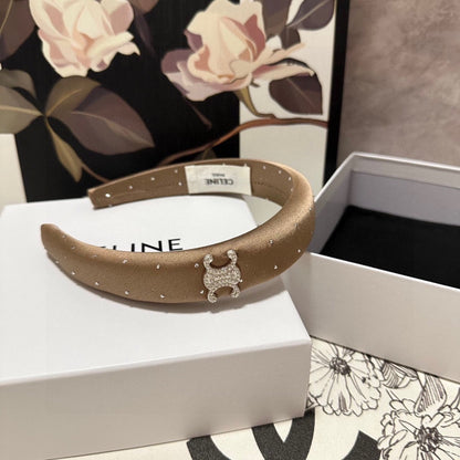 BANDEAU EN SOIE MARRON CAFÉ AVEC CRISTAL 400486