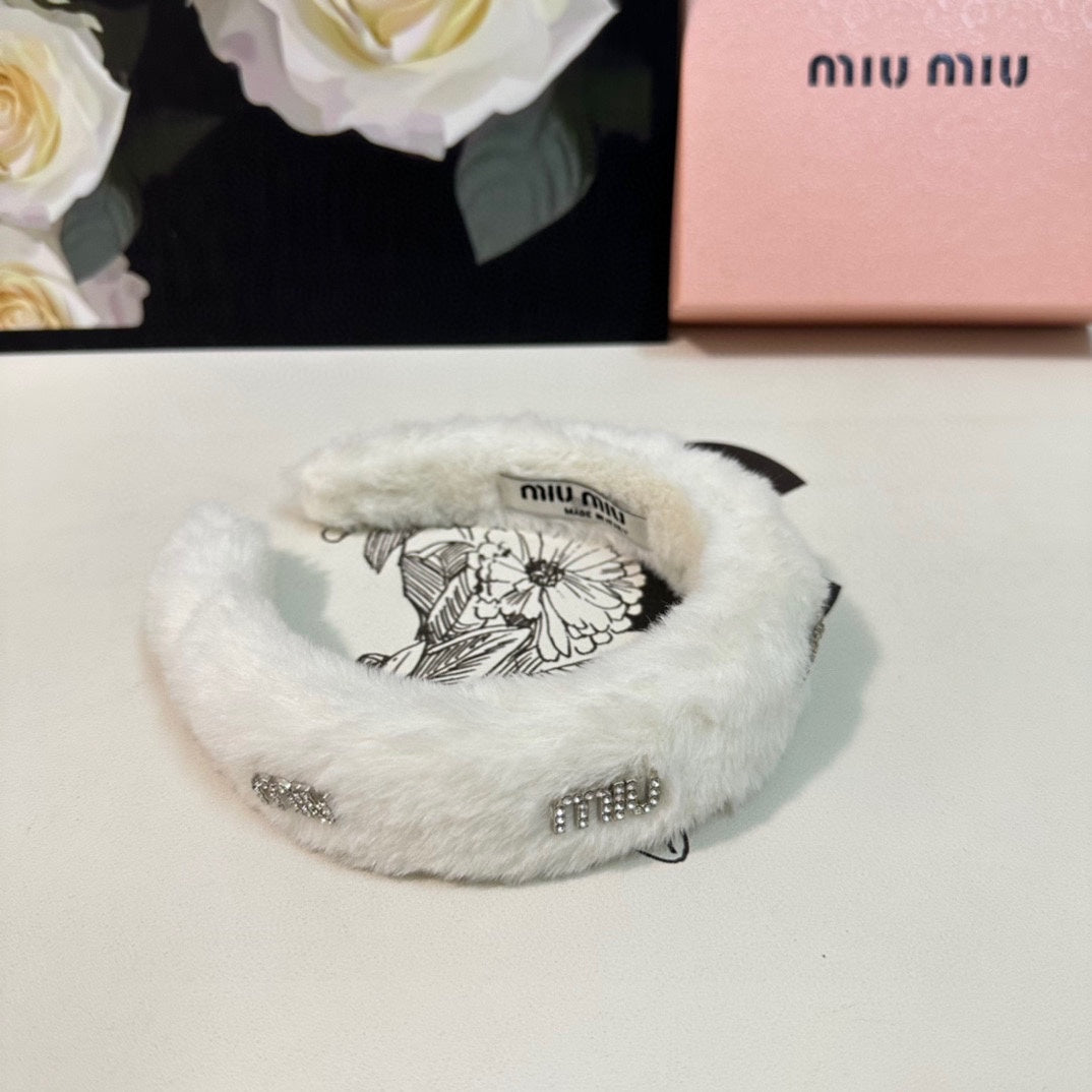 BANDEAU ÉPAIS AVEC LOGO DIAMANT EN TISSU PELUCHE BLANC 412483