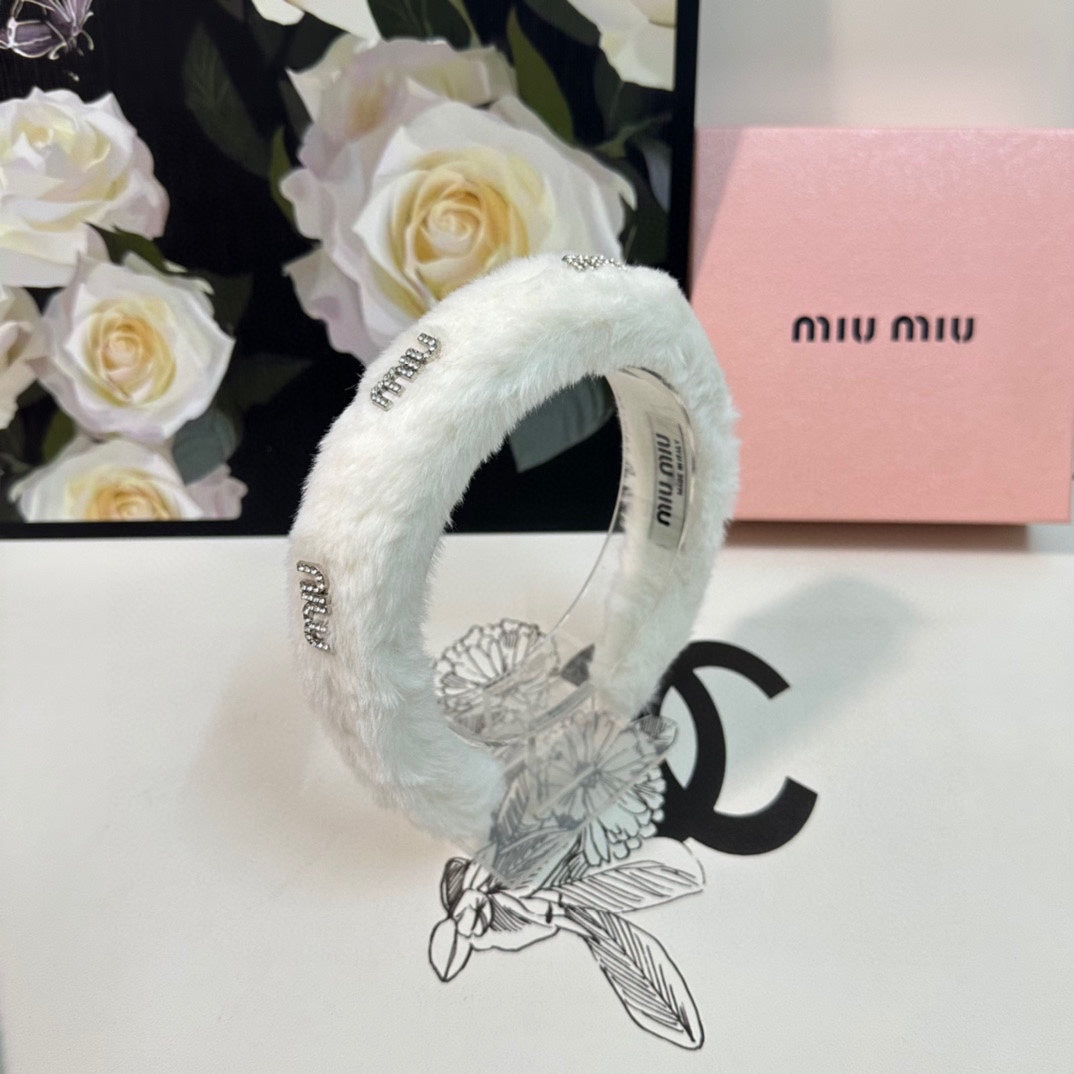 BANDEAU ÉPAIS AVEC LOGO DIAMANT EN TISSU PELUCHE BLANC 412483