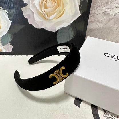 BANDEAU EN VELOURS NOIR AVEC LOGO DORÉ 423596