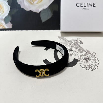BANDEAU EN VELOURS NOIR AVEC LOGO DORÉ 423596