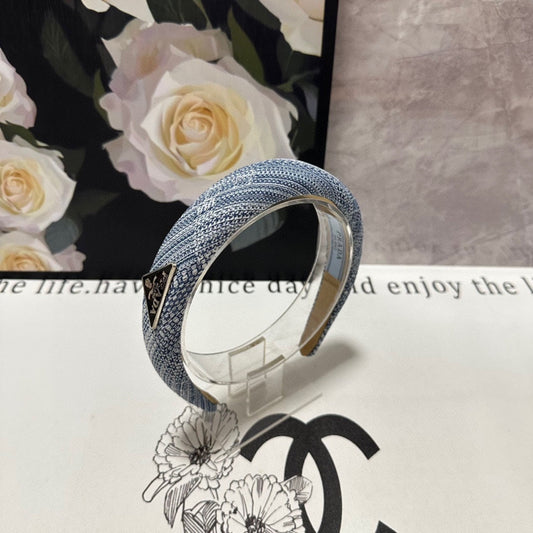BANDEAU ÉPAIS EN MAILLE BLEU MIXTE BLANC 432807