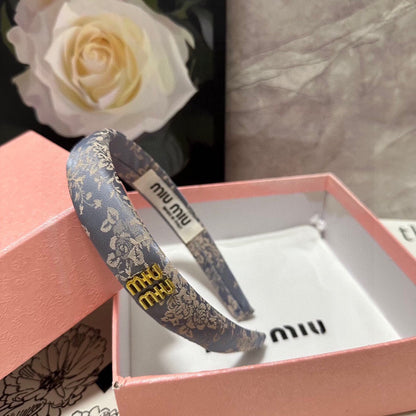 ラベンダーグレーシルクのガーニチュアプリント付きヘッドバンド 432824