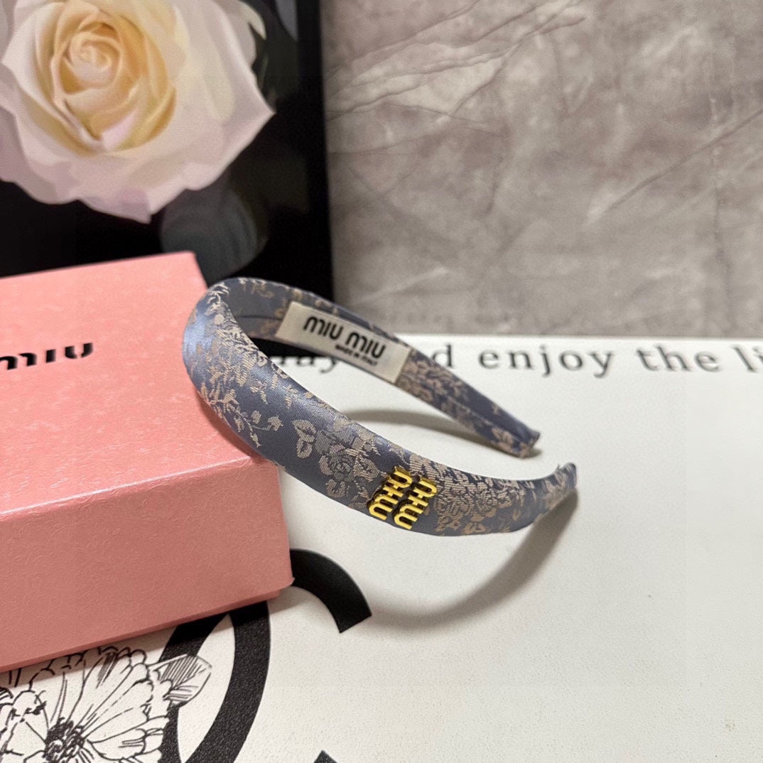 ラベンダーグレーシルクのガーニチュアプリント付きヘッドバンド 432824