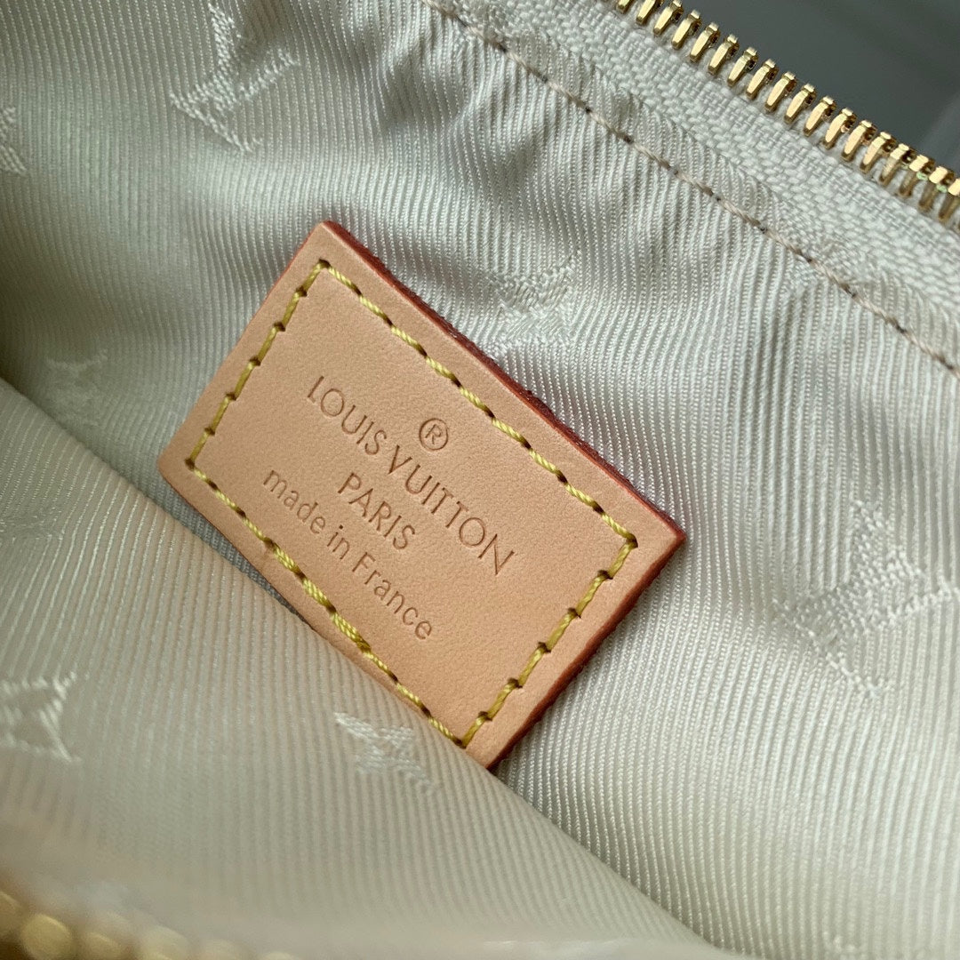 Lv CarryAll 29 Cuir beige Tissu jacquard monogramme blanc
